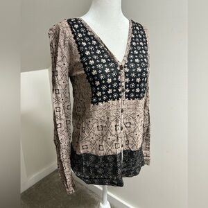 Lucky Brand Black and Tan Blouse